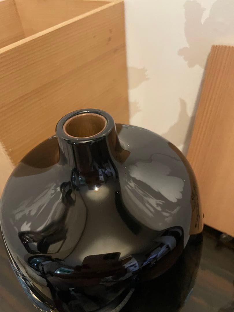 新品　骨董品　希少　花瓶 花柄 陶器 木箱付き　彫漆 草花漆花瓶 草花漆 花瓶