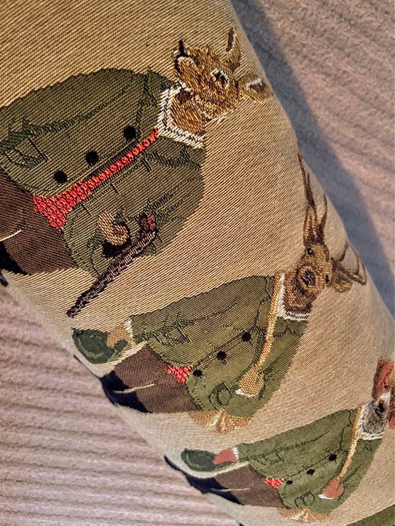 ロング　クッション　ハンティング　　鹿　鴨　イノシシ　うさぎ　犬　キツネ　刺繍