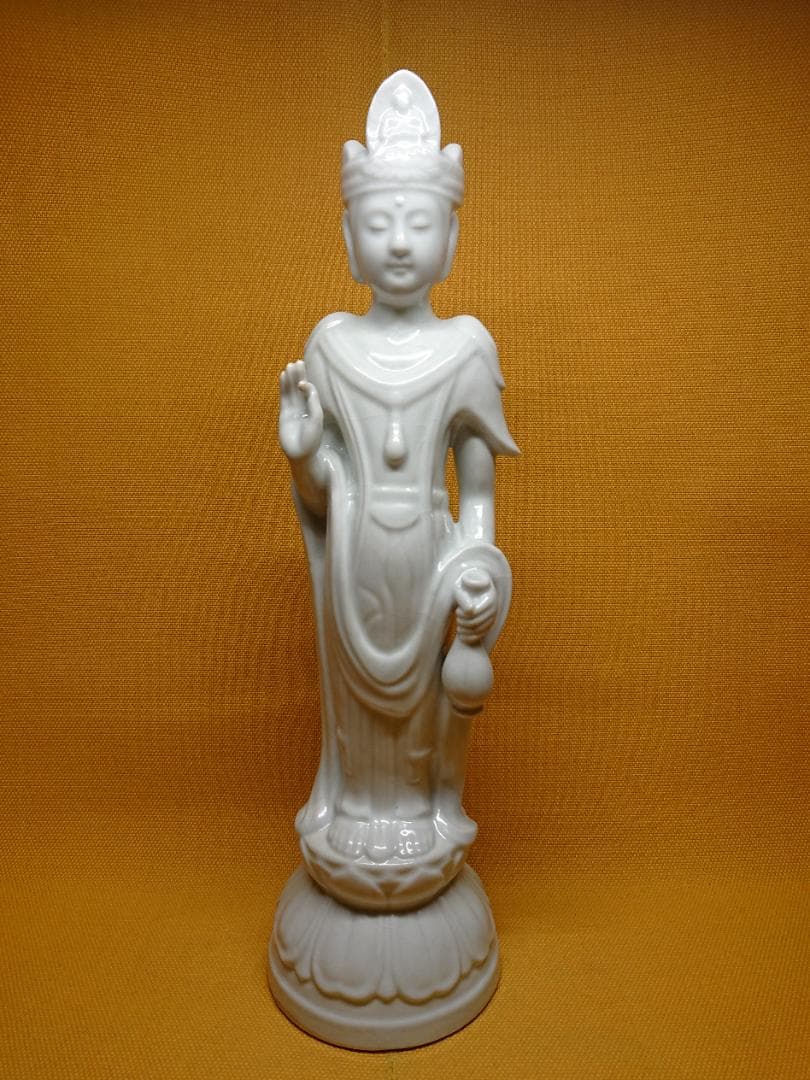 【美品】仏教美術　観音　仏像　陶器　置物　インテリア　工芸品　美術品　A1133