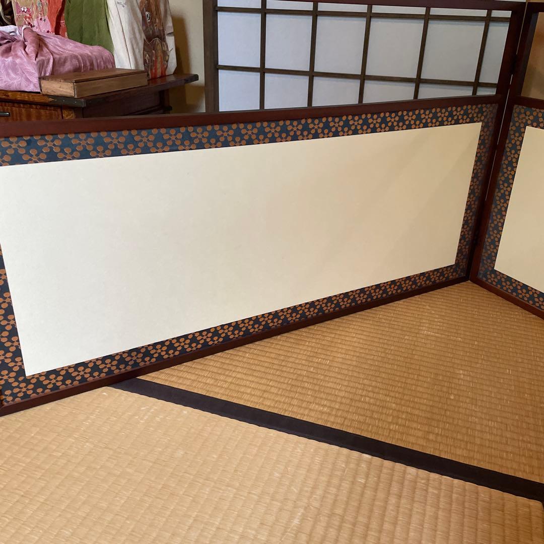 茶道具　【風炉先屏風】　仕上色「桑」　表装「利休梅」
