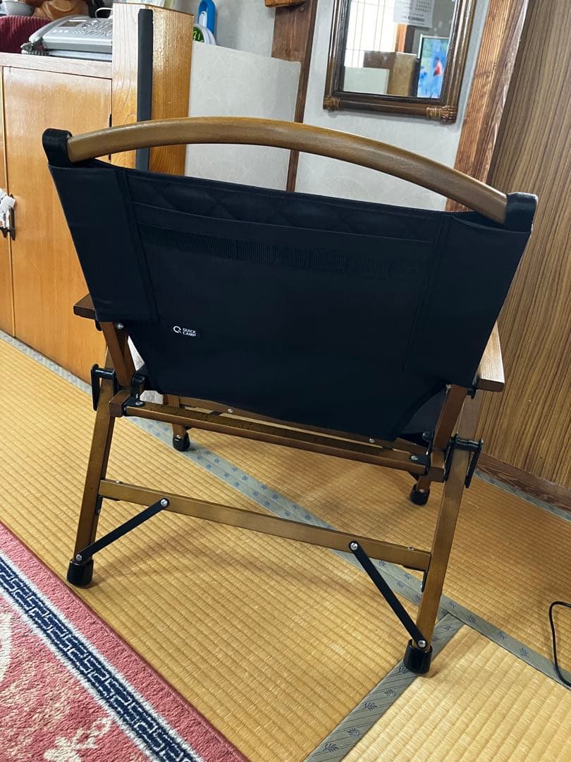極美品　クイックキャンプ　ウッドローチェア ブラック