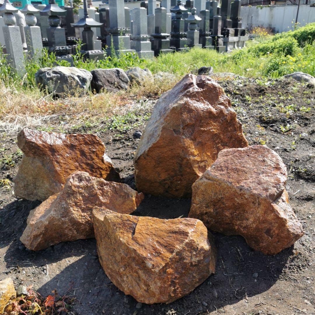 新潟産　黃華石　5石セット　庭石　石　庭　ガーデニング　置物　オブジェ
