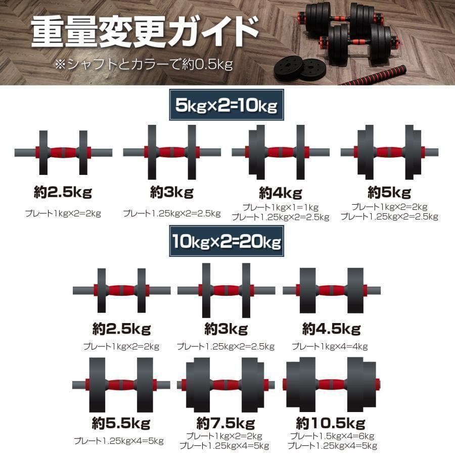 ダンベル 可変式 20kg可変式ダンベル 40kg 多機能B2512 2個セット