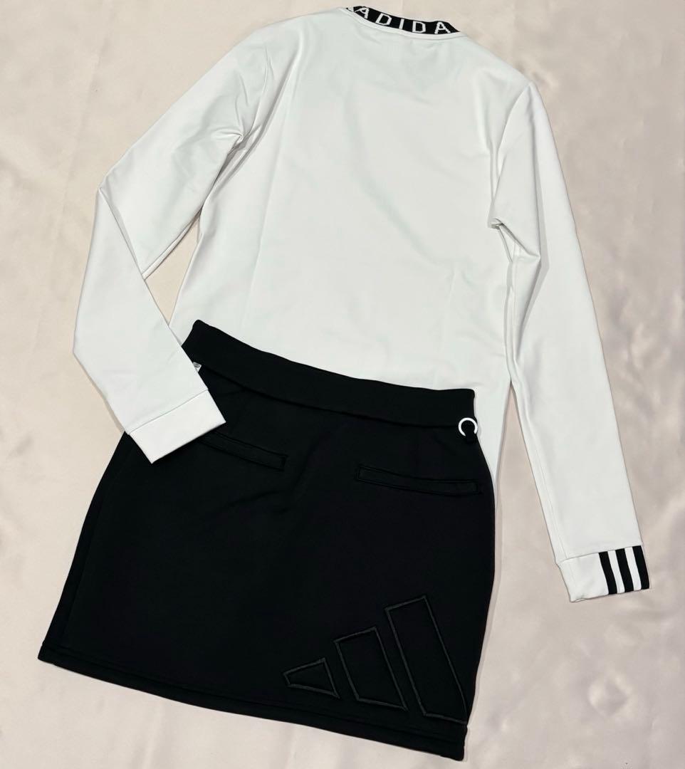 新品adidasゴルフジャガードシャツ　ダンボールニットスカート　モノトーン