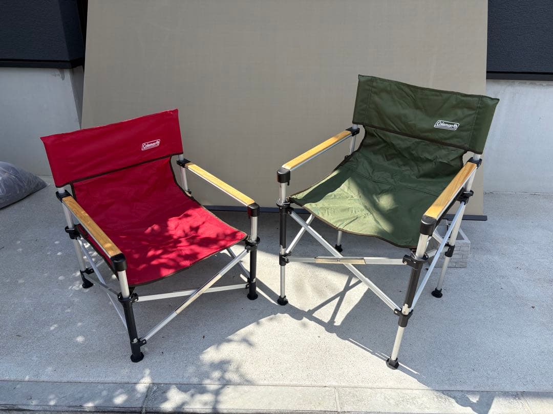 Coleman アウトドアチェア 2 wayレッド グリーン 収納バッグ付き