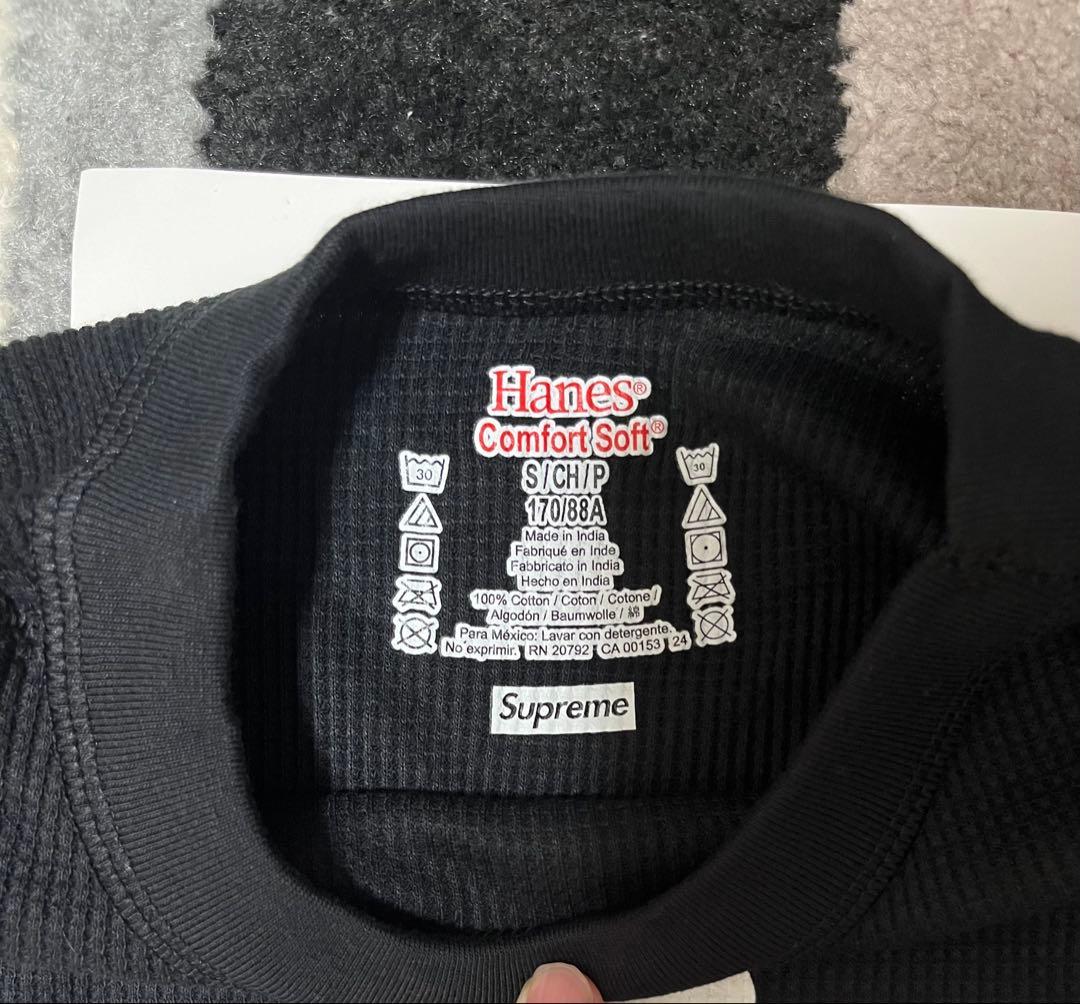 Hanes Supreme Thermal Crew ブラック