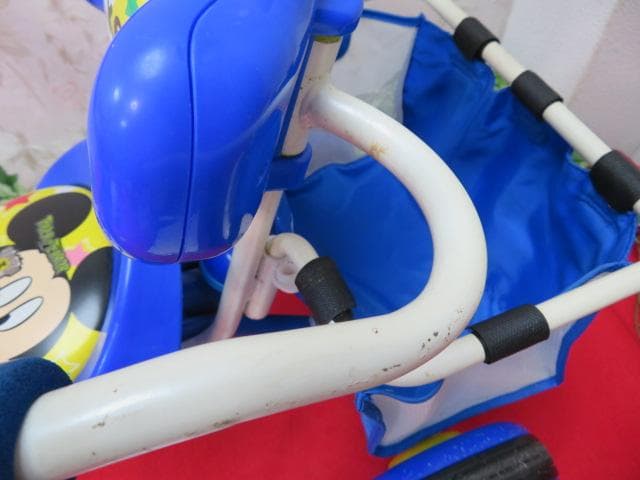 22FF1333 ミッキーマウス　手押し三輪車　ブルー