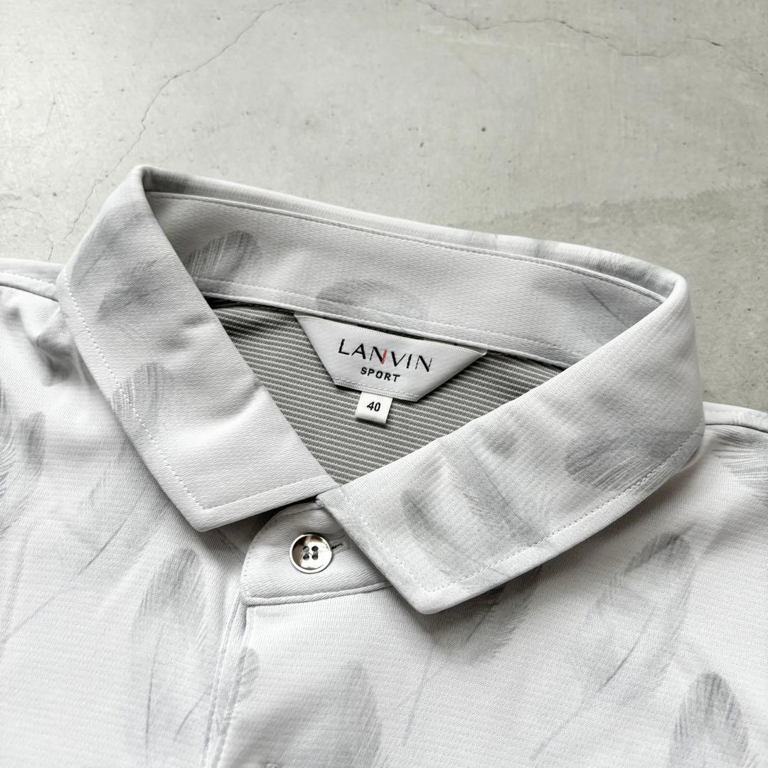 LANVIN SPORT ランバンスポール 総柄 刺繍ロゴ 長袖ポロシャツ 40