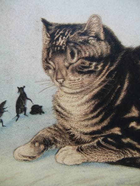 少画集画、高級新品額・額装付、猫 ネコ ねこ cat、絵画 油彩画 動物画、26