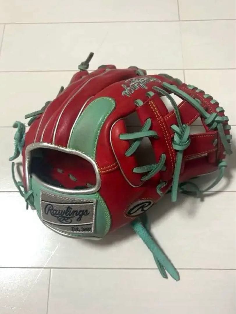 〈WBCメキシコ〉ローリング 軟式野球 グローブ レッド グリーン