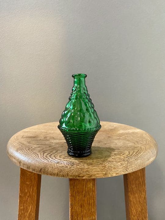 ビンテージ 花瓶 グリーン モヤモヤ デザイン ガラス フラワーベース 美品