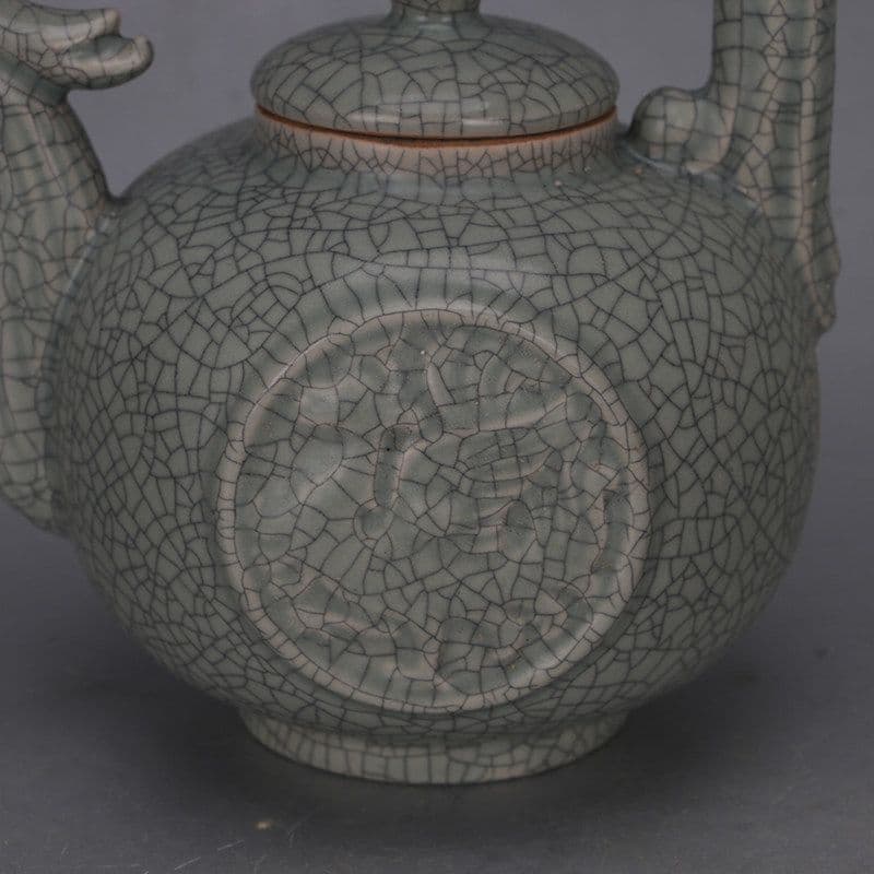 鳳紋神獣支釘長柄執壺 陶磁器 現代工芸品 美術品 装飾品 置物