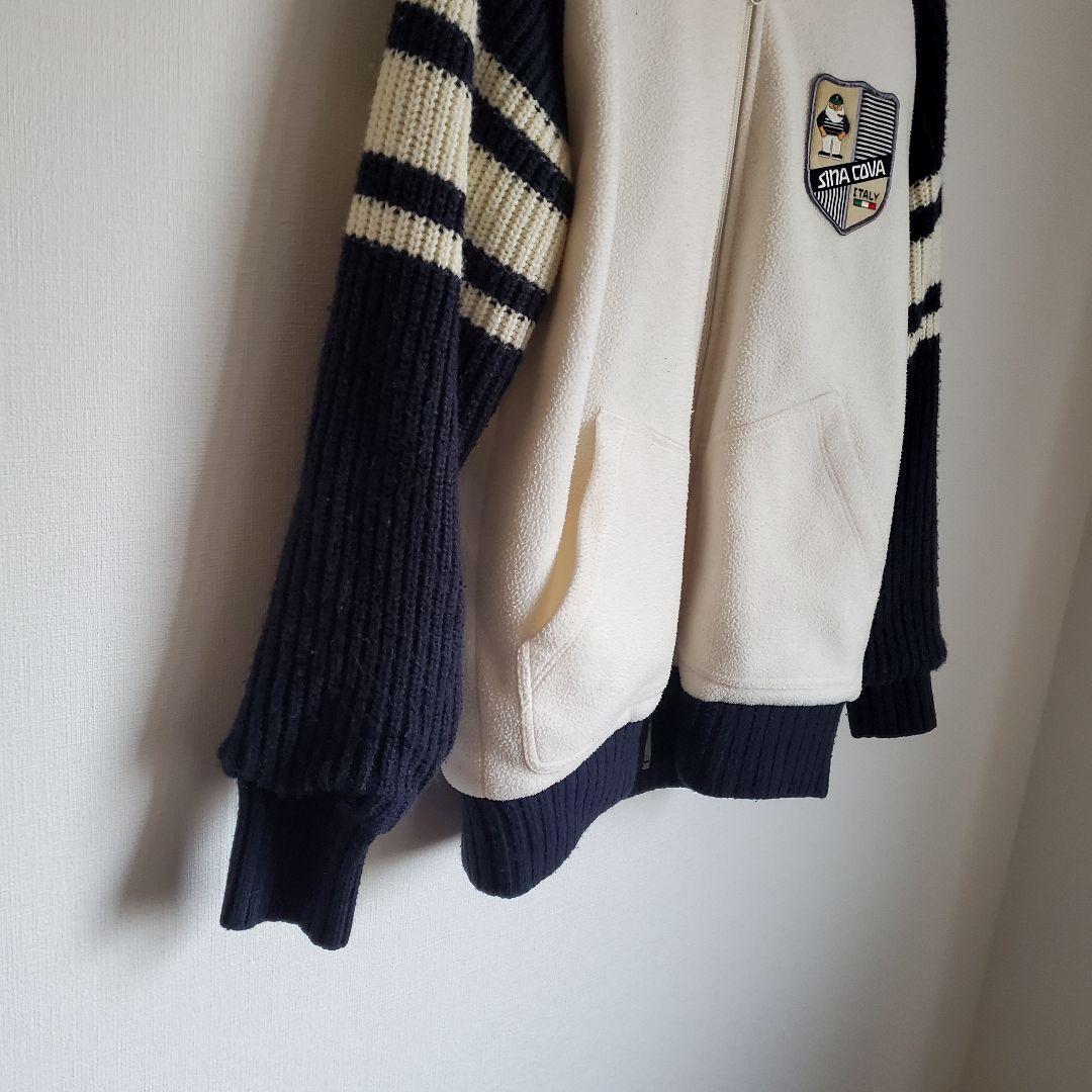シナコバ ジップセーター　ゴルフウェア　ニット　美品　白　ワッペン