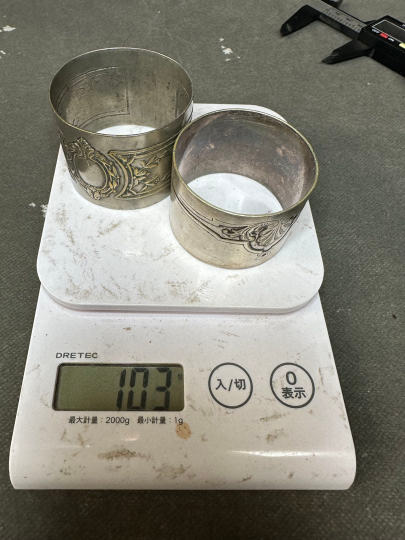 銀製　アンティーク　銀メッキ　ナプキンリング　箱置物　骨董　飾り物　古美術品