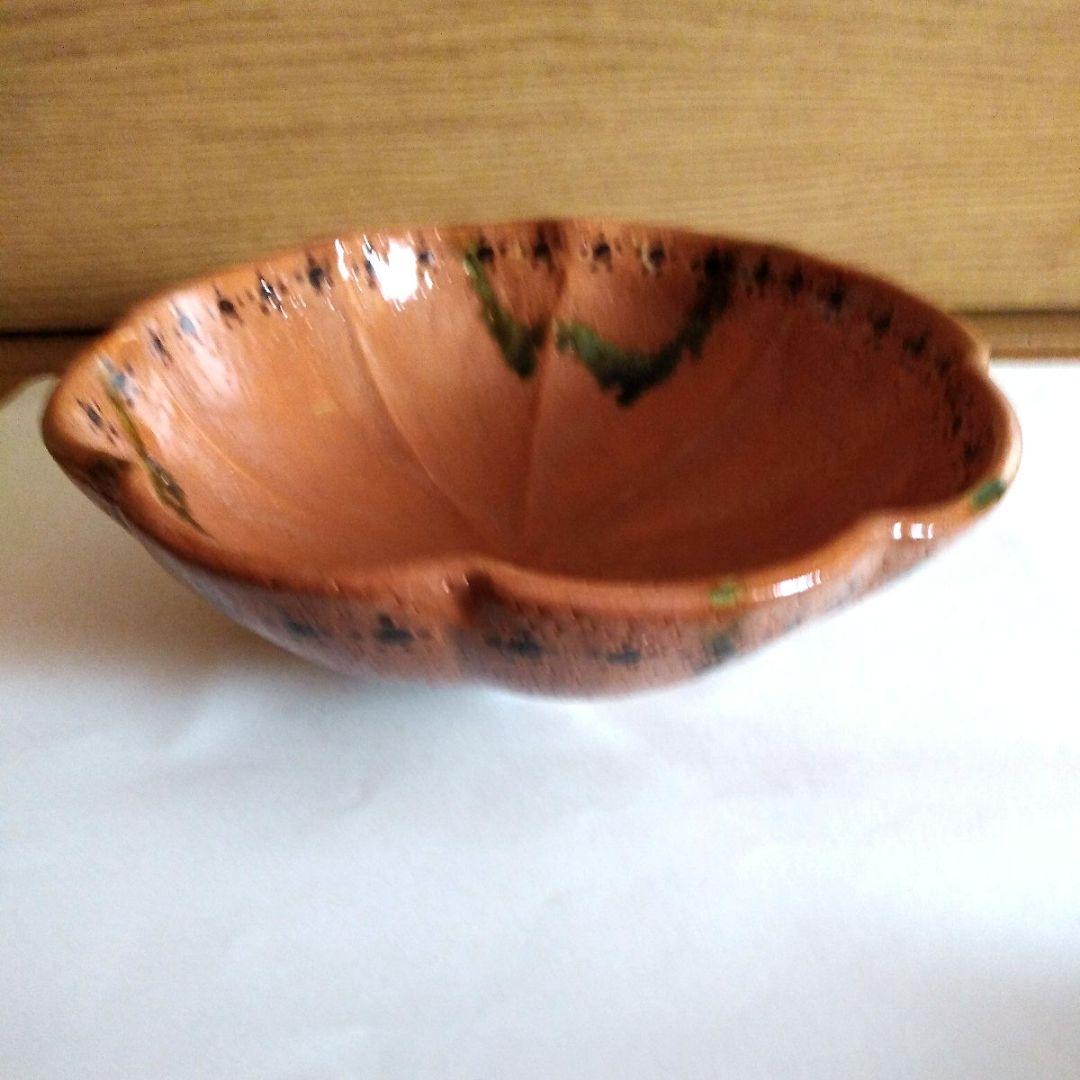 【美品】楽緑流　花形鉢　菓子器 　共箱入り　印あり