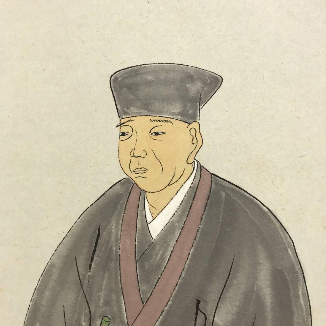 真作/大徳寺/足立泰道/千利休立像画賛/人物図/掛軸☆宝船☆AK-953