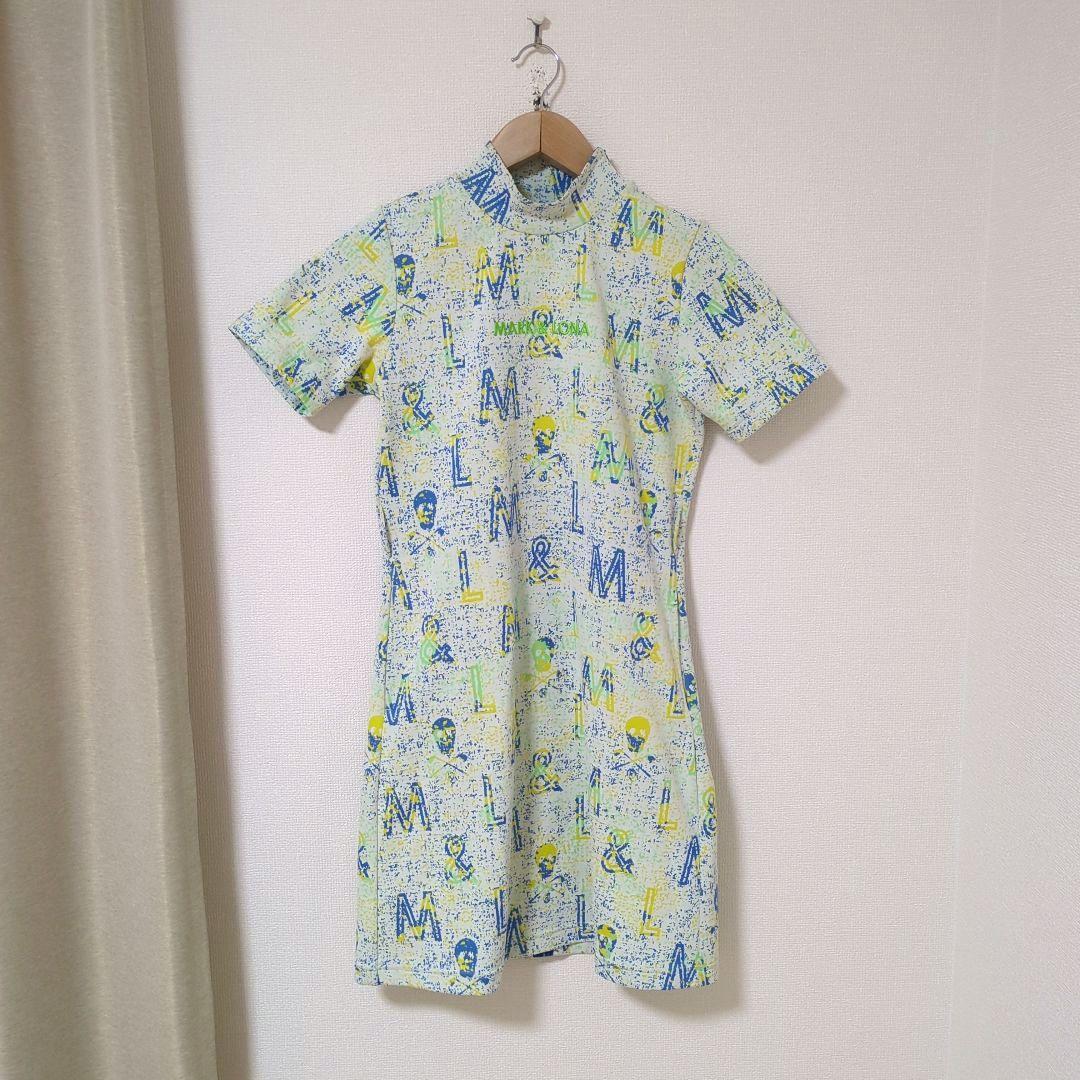 ★美品★MARK & LONA　モザイクロゴモックネックワンピース　38