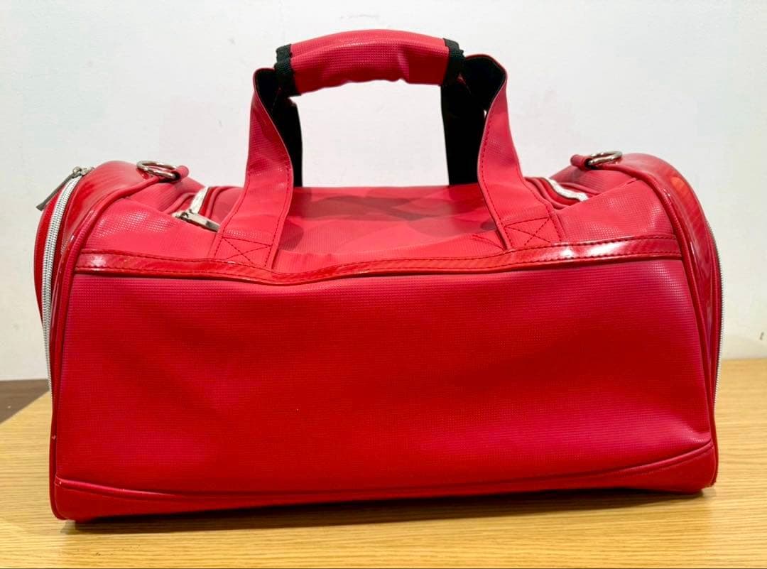 【極美品】J.LINDEBERG 2WAYボストンバッグ 赤 シューズポケット付