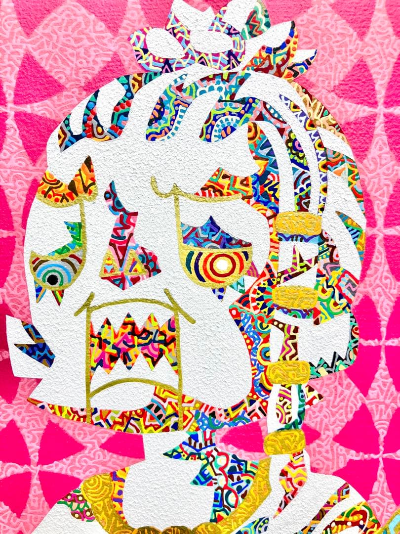 原画　不動明王　絵画　アクリル画　現代アート　細密画　手描き　一点物