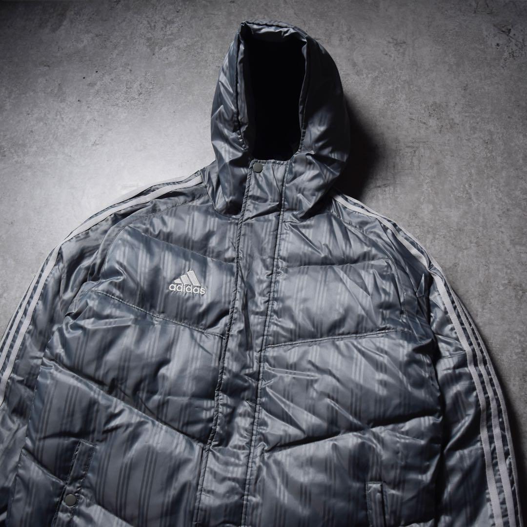 【美品】adidas ロングダウンベンチコート シルバーグレー ユニセックス S