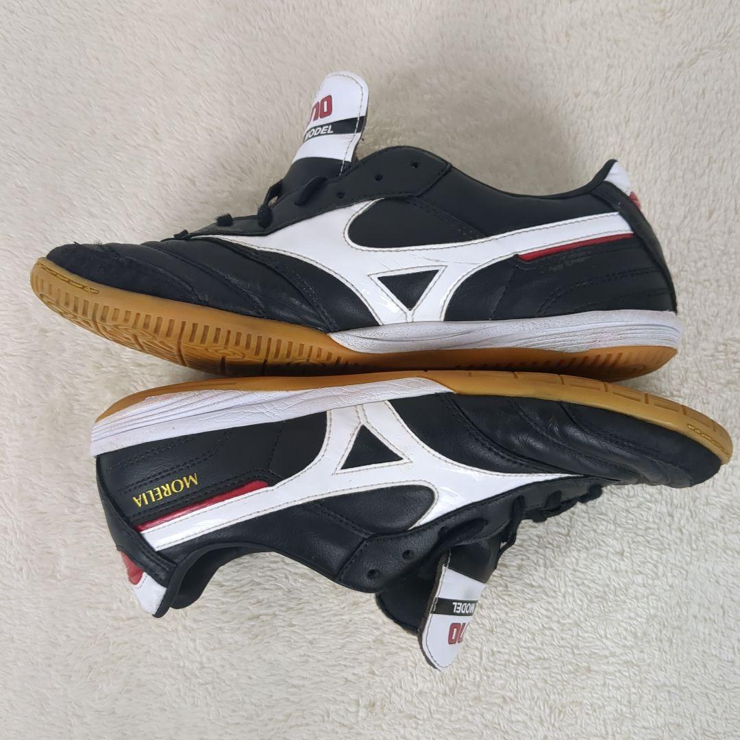 【人気】MIZUNO　モレリアIN　フットサルシューズ　レザー　黒　26.5cm