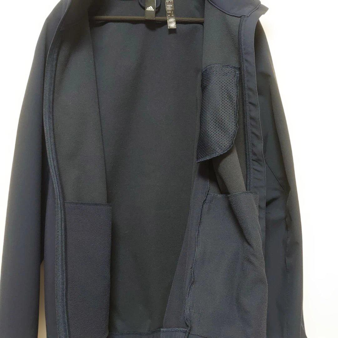 【美品】adidas 撥水　ネイビーフードジャケット　サイズXL