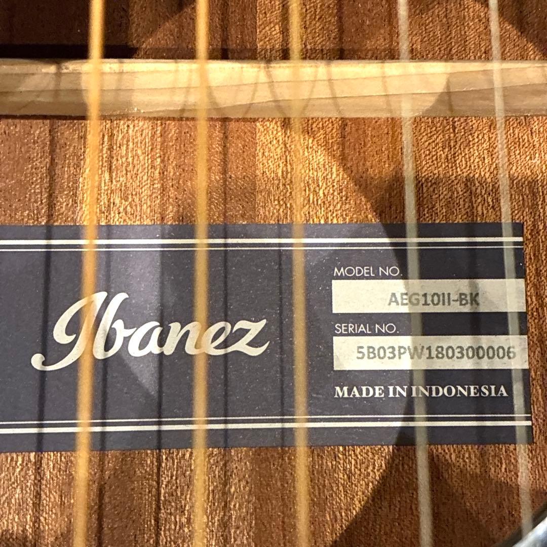 美品 Ibanez アイバニーズ エレアコ AEG10II 黒 ギター おまけ付