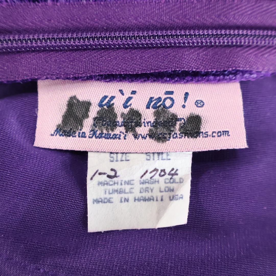 【美品 ハワイ製フラダンス用衣装】パープル ui no! ワンピースドレス ②