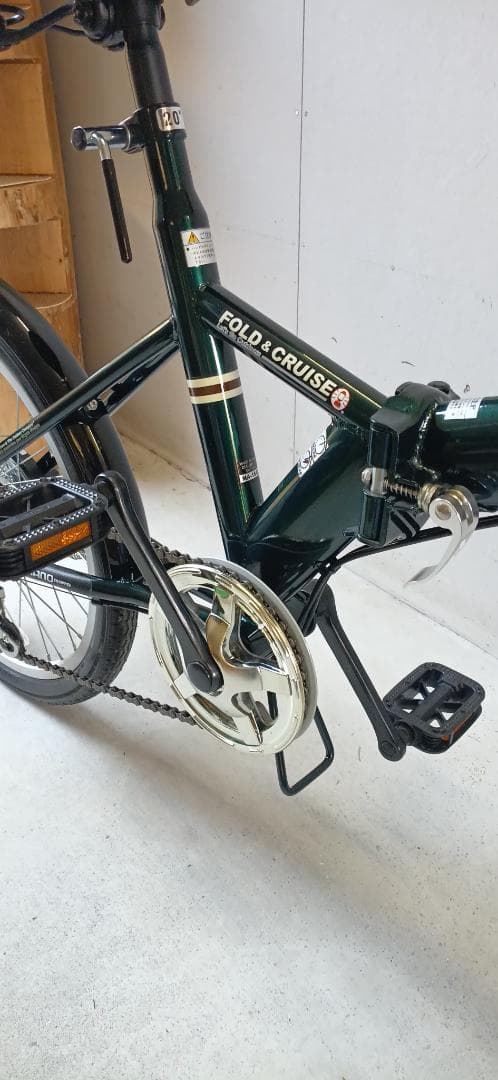 折りたたみ自転車 ダークグリーン 茶色サドル