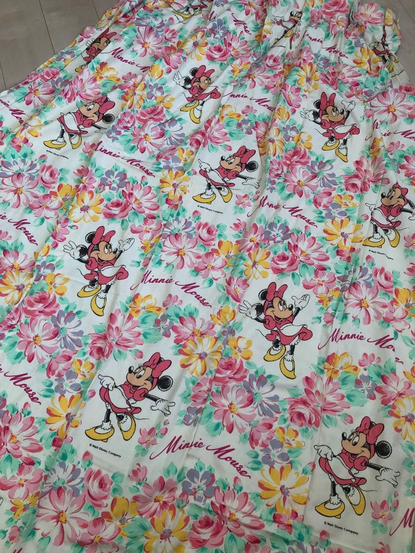 ☆レトロ☆未使用☆ ディズニー カーテン ☆ ミニー お花 155×183cm