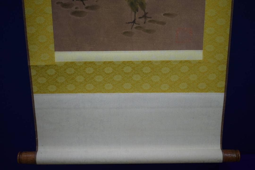 複製/中国画の巨匠/斎白石/斉白石/バッタに鶏図/工芸/布袋屋掛軸HI-50