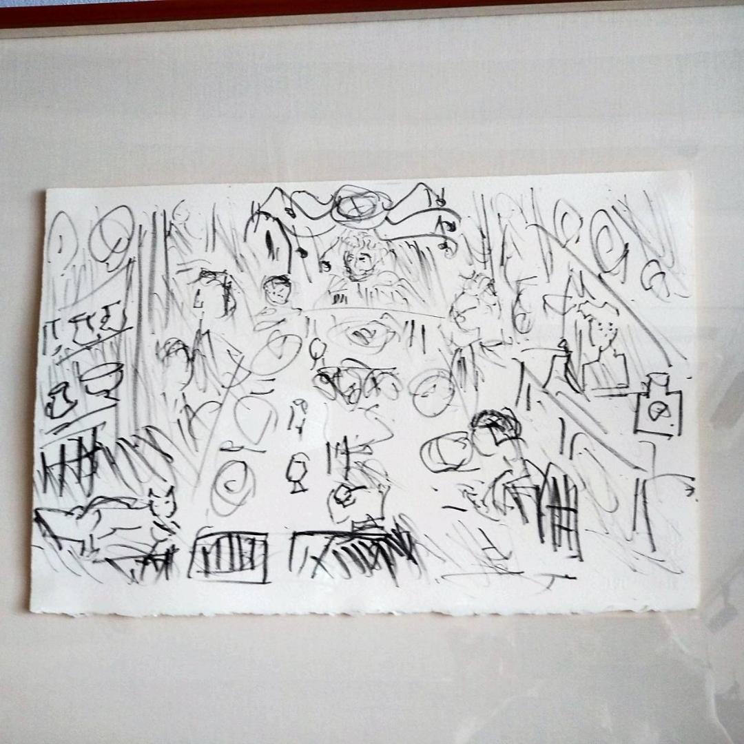 棟方志功　晩餐　鉛筆画　版画　棟方版画館謹製