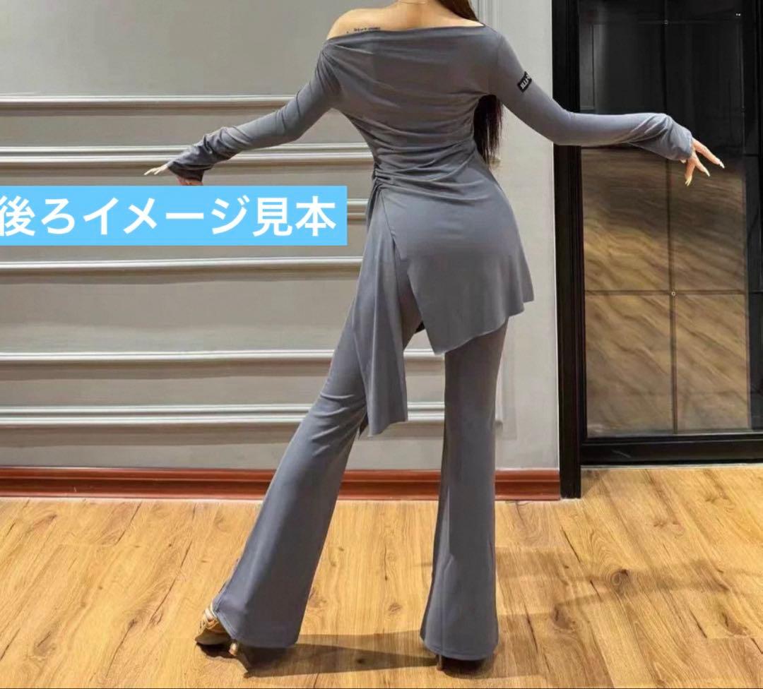 新入荷‼️オフショルダー ブラウン 上下セットレッスンウェアLサイズ