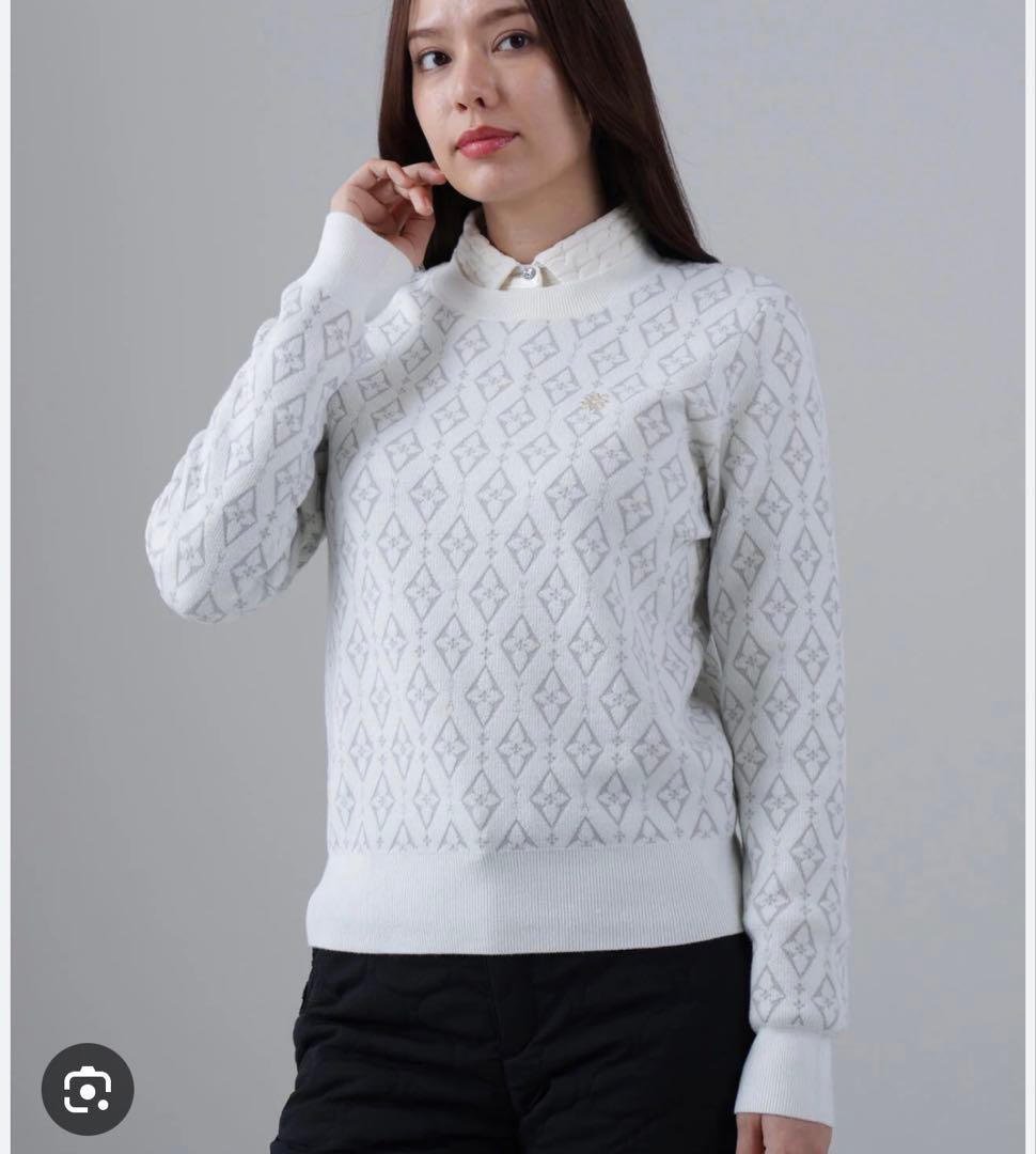 【美品】StANDREWS ダイヤロゴジャガードクルーネックニットプルオーバー