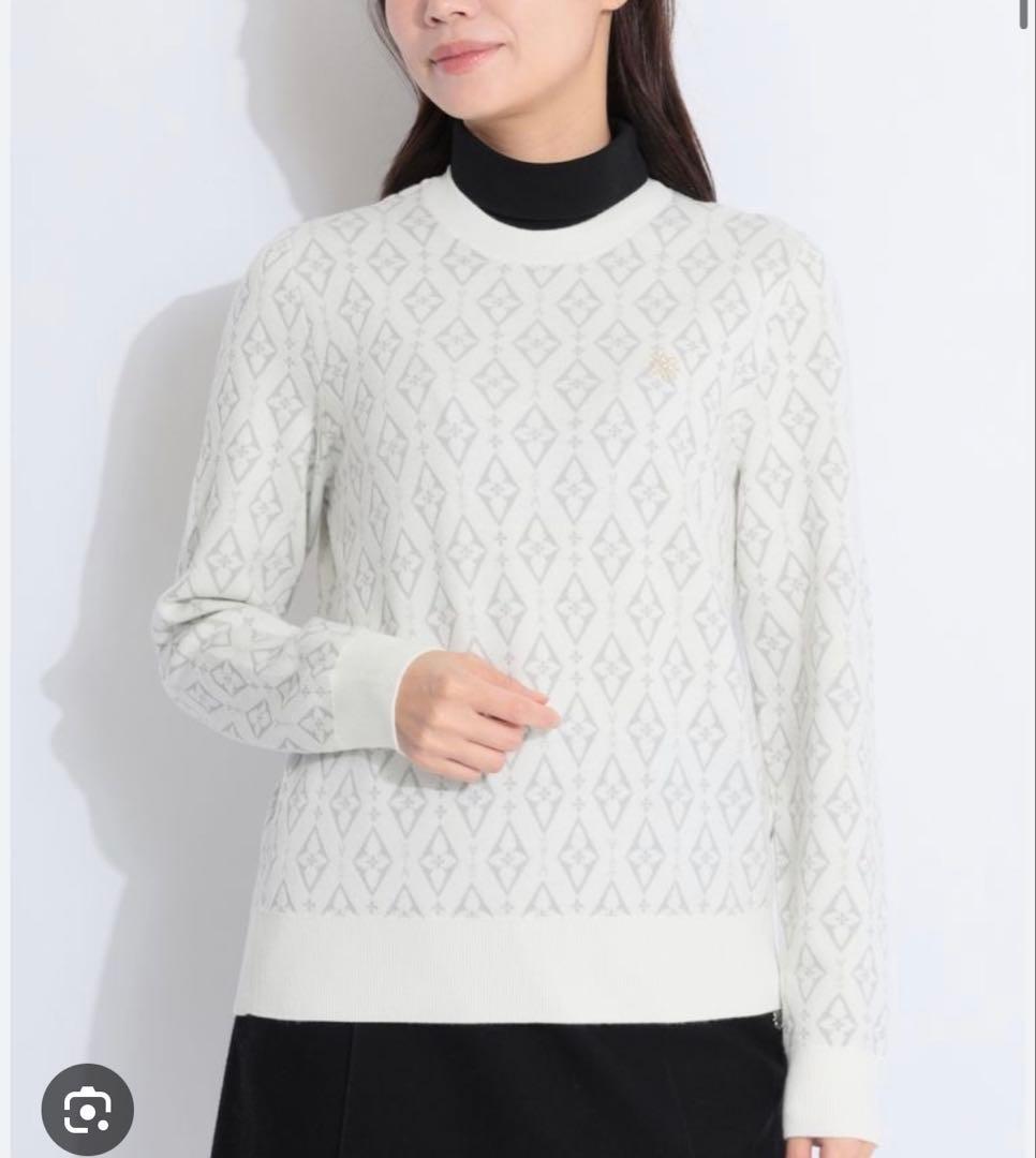 【美品】StANDREWS ダイヤロゴジャガードクルーネックニットプルオーバー