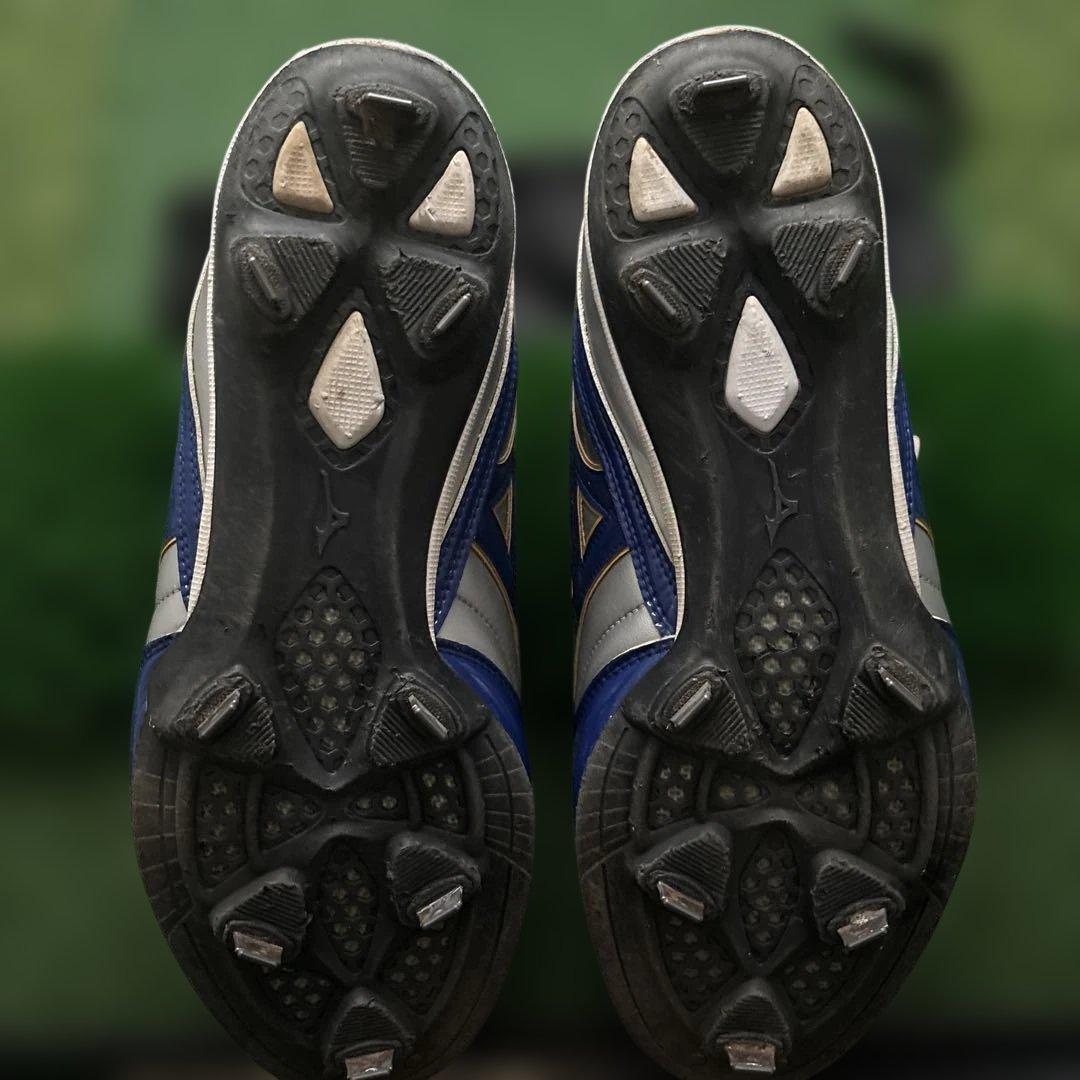 Mizuno スパイク 青/銀 ベルクロ式　27.5センチ
