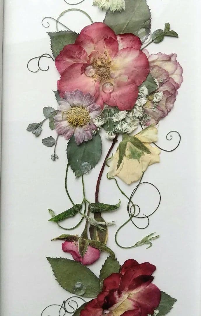 押し花アート✿バラの雫✿押し花額 ブーケ 額装 絵画 インテリア雑貨 アート