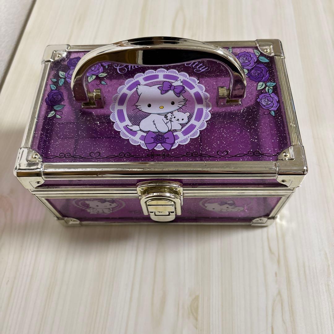 n*）様 チャーミーキティ✨️ アクセサリーケース 紫 グリッター小物入れ レト