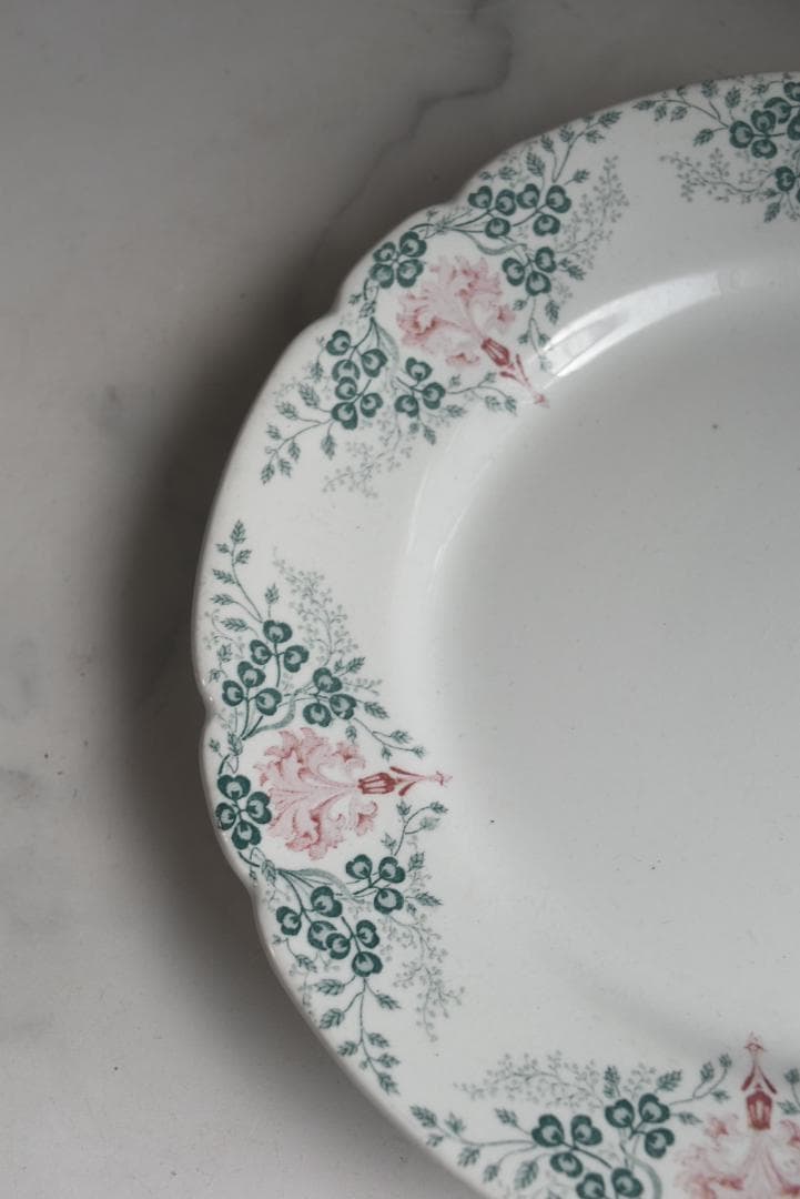 美品リュネヴィル　 クローバーと桃のお花の平皿　フランスアンティーク