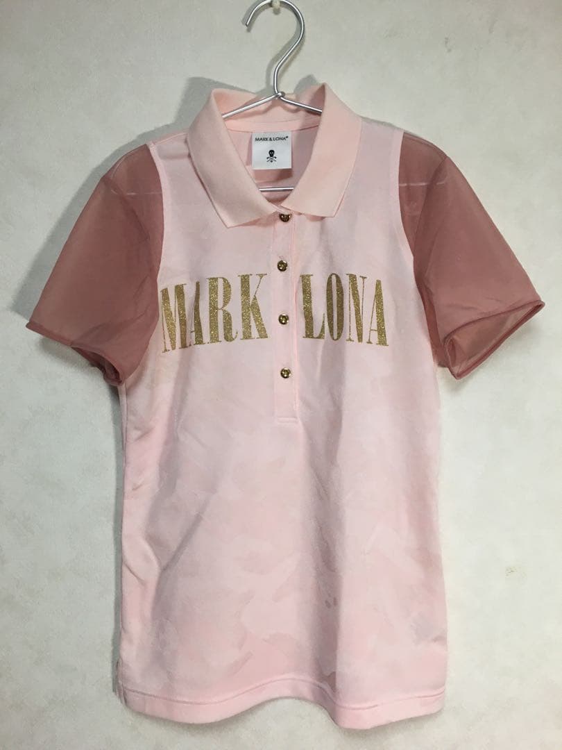 MARK & LONA マーク＆ロナ　シアー袖カモフラ半袖ポロシャツ