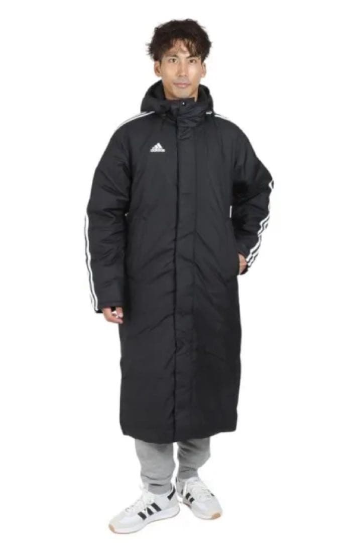 2XL ☆新品☆ アディダス ベンチコート ボア 防寒 防風 ロング丈　ブラック