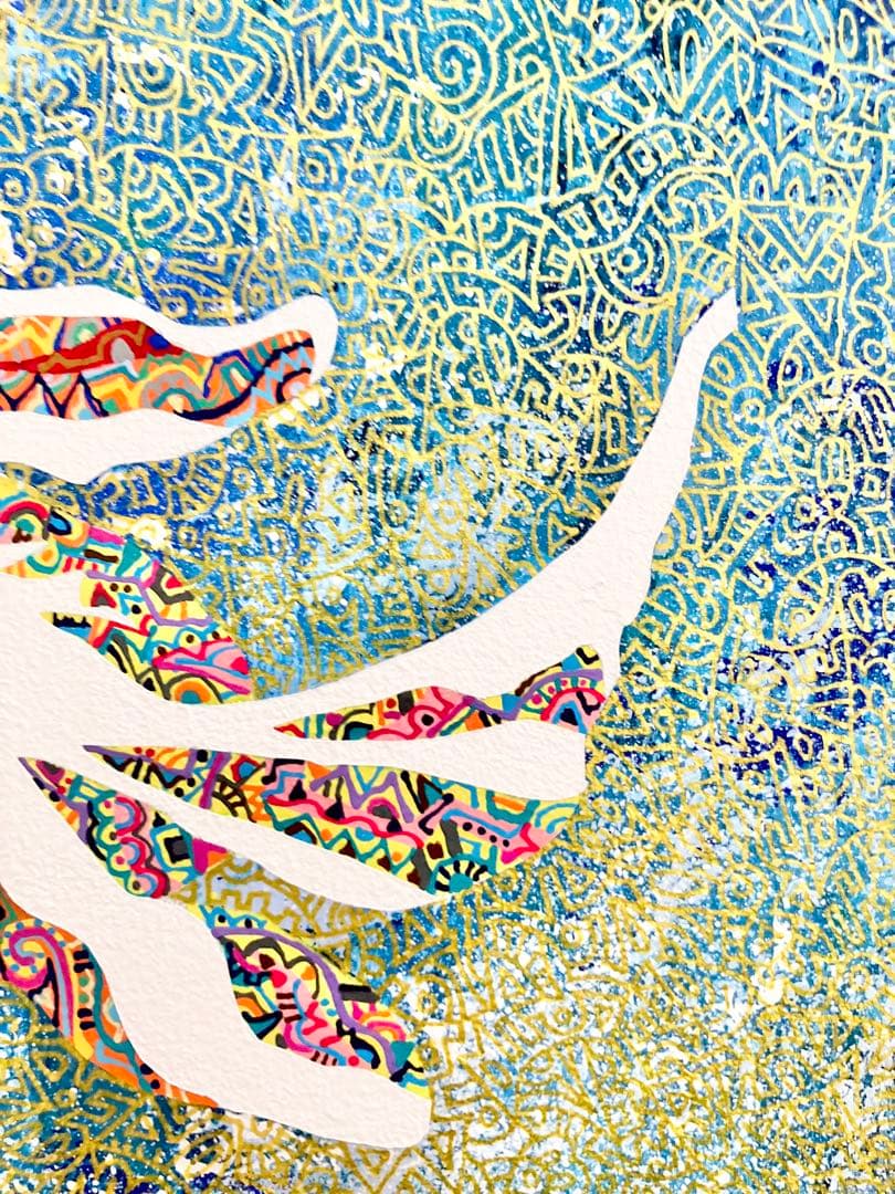 値下げ　原画　鯉　動物画　絵画　アクリル画　現代アート　細密画　手描き　一点物