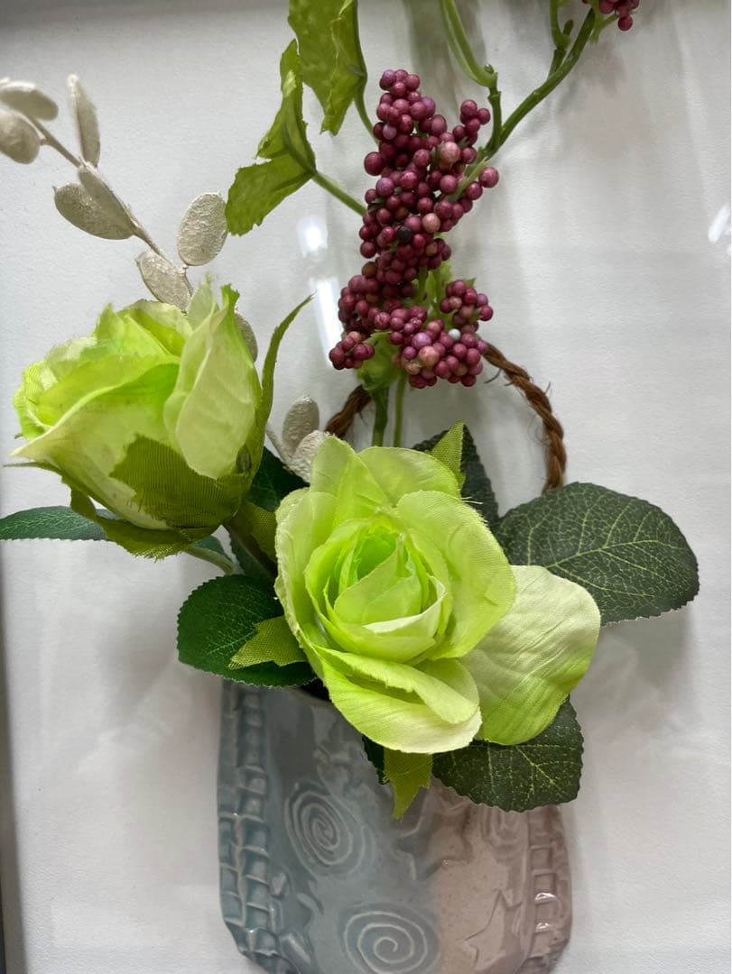 額の壁掛け花瓶付き ( グレー額 )