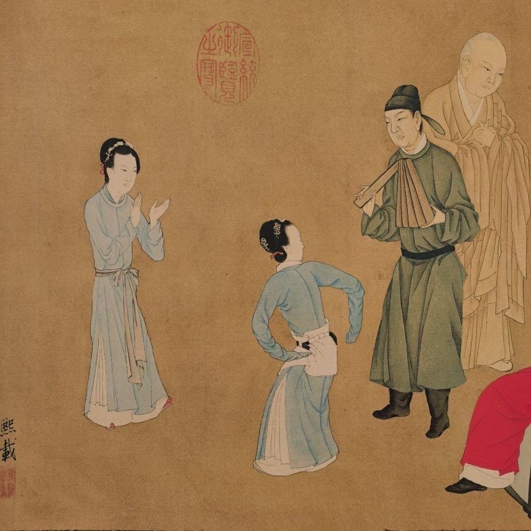 夜宴图 長巻 掛軸 70×330cm 中国人物画