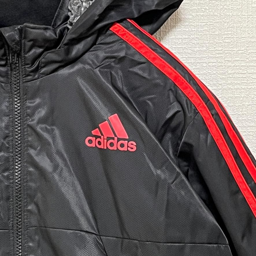 【良品】 adidas バックロゴ ３ストライプス ベンチコート キッズ 160