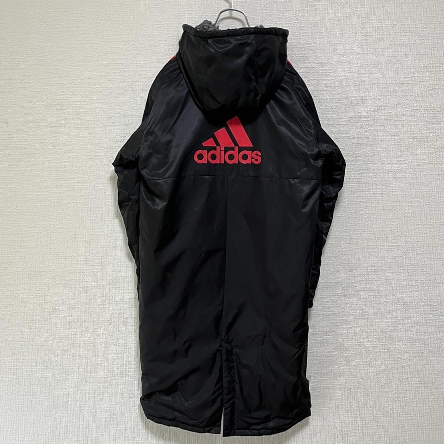 【良品】 adidas バックロゴ ３ストライプス ベンチコート キッズ 160