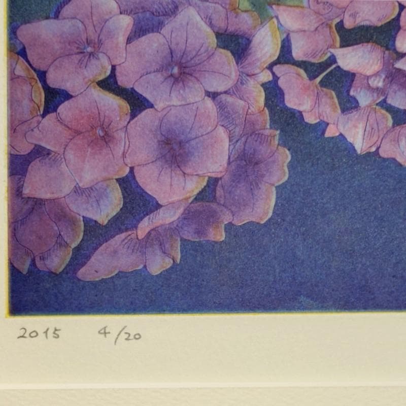 ☆和田バロウズ裕子☆「Ajisai」銅版画　E.D4/20　未使用！