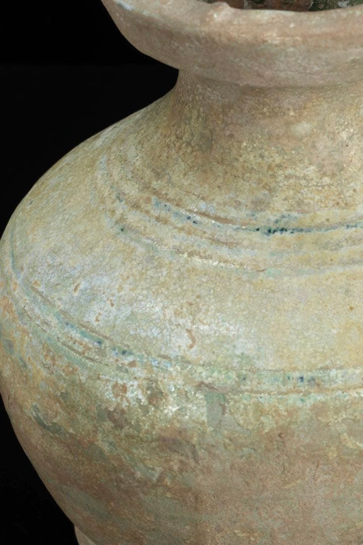 中国古玩 漢緑釉銀化三足壺 時代箱付 漢時代 花入 花瓶 飾壺 古美術 骨董品