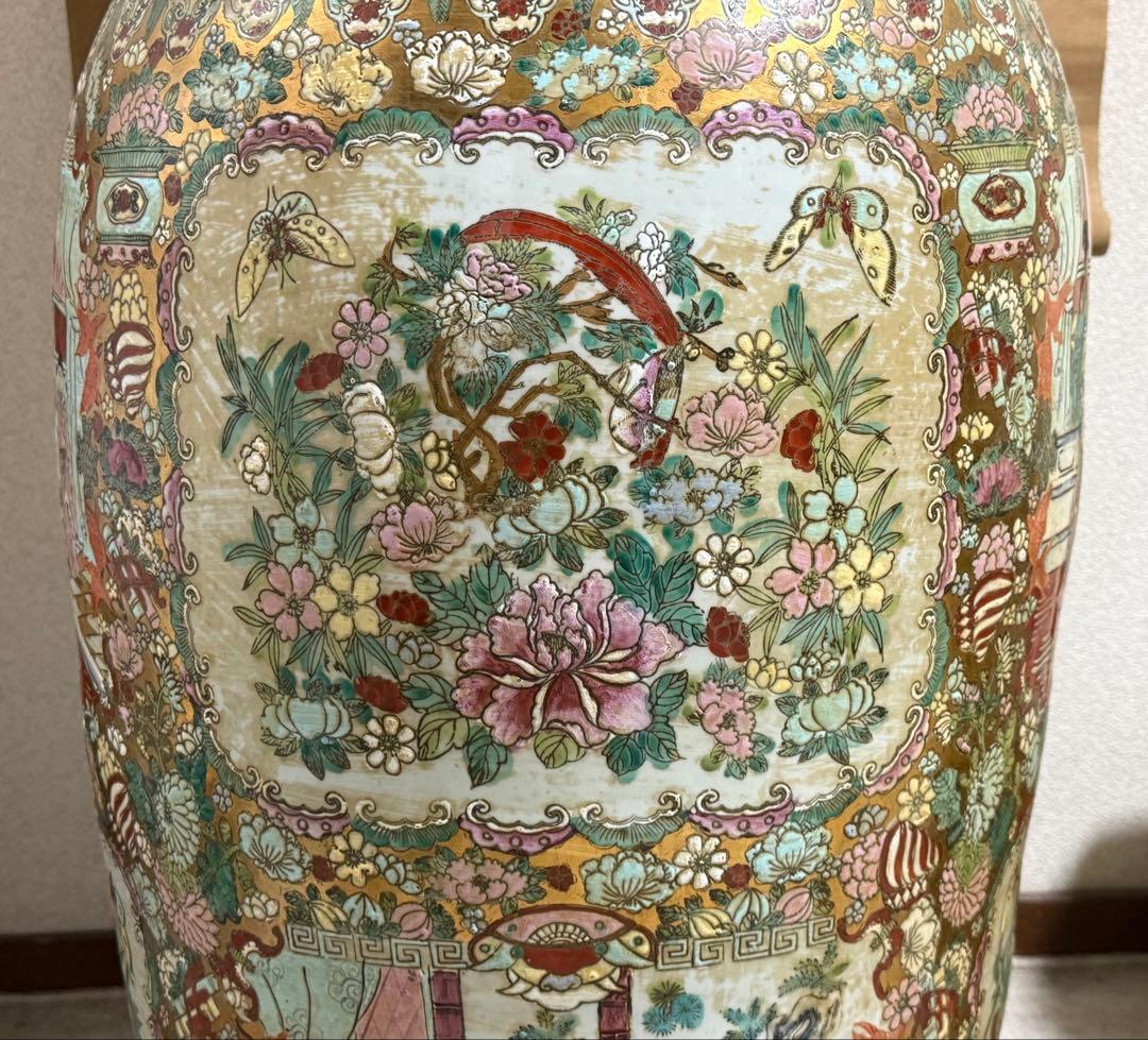 中国　色絵　人物図大瓶　大清乾隆年製銘　高さ約95cm 送料込み260408