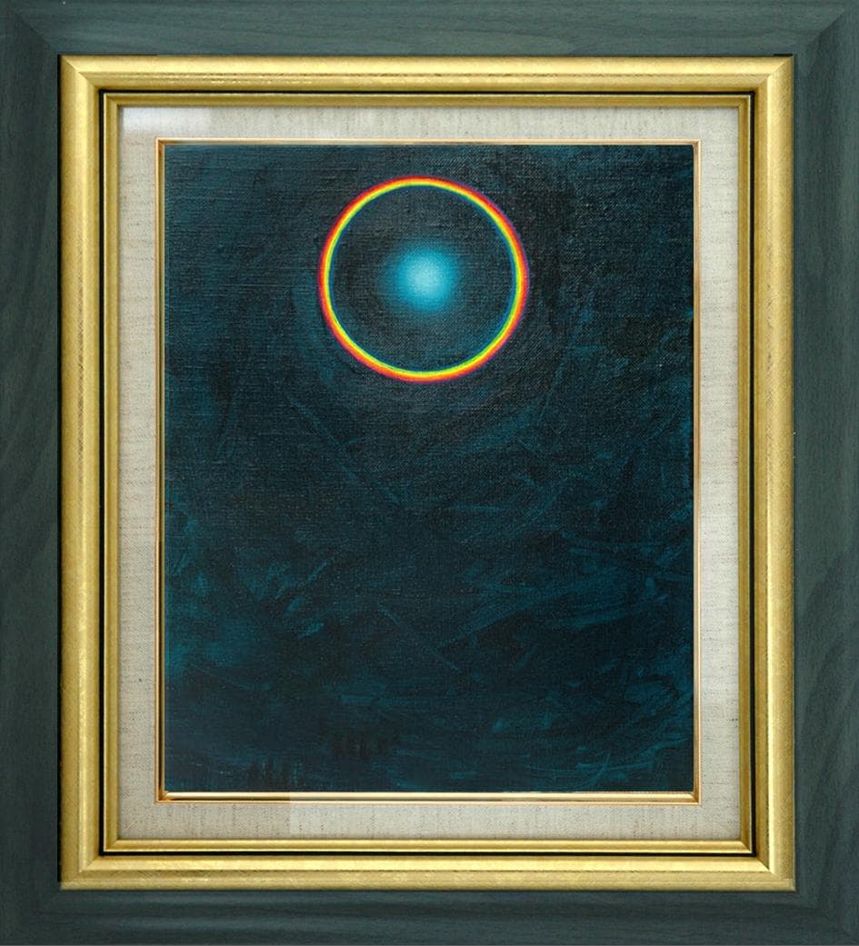 油絵 菅家令子 絵 絵画インテリア額付(白) F3-GB62023 風景祈り希望